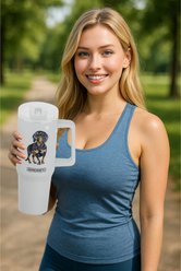 E&S PETS Dachshund Stainless Steel Tumbler, 40-oz, Gray slide 2 of 5