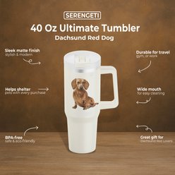 E&S PETS Dachshund Stainless Steel Tumbler, 40-oz, Ivory slide 2 of 5