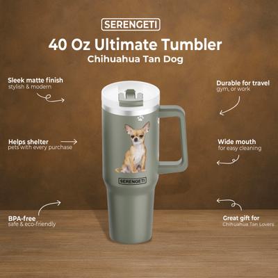 Show full view: E&S PETS Chihuahua Stainless Steel Tumbler, 40-oz, Green slide 4 of 6