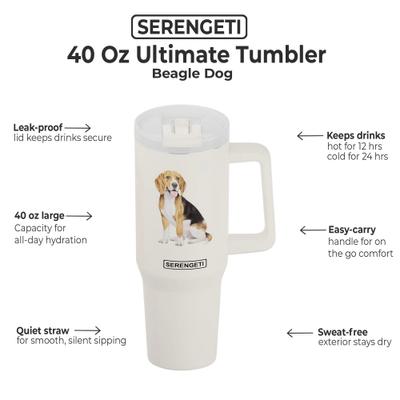 Show full view: E&S PETS Beagle Stainless Steel Tumbler, 40-oz, Ivory slide 2 of 6