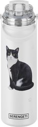 E&S PETS Black & White Cat Stainless Steel Water Bottle, 24-oz, White