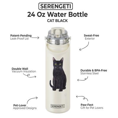 Show full view: E&S PETS Black Cat Stainless Steel Water Bottle, 24-oz, Cream slide 2 of 5