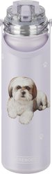 E&S PETS Shih Tzu Stainless Steel Water Bottle, 24-oz, Green