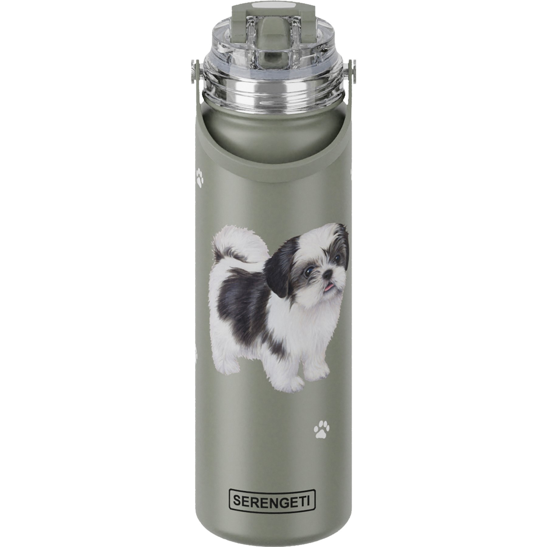 E&S PETS Shih Tzu Stainless Steel Water Bottle, 24-oz, Purple