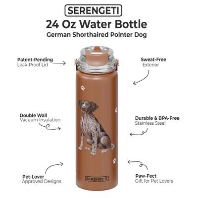 Show full view: E&S PETS German Shorthaired pointer Stainless Steel Water Bottle, 24-oz, Brown slide 2 of 4