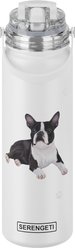 E&S PETS Boston Terrier Stainless Steel Water Bottle, 24-oz, White