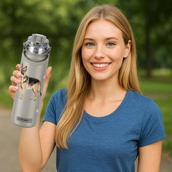 E&S PETS German Shepherd Stainless Steel Water Bottle, 24-oz, Gray slide 2 of 4