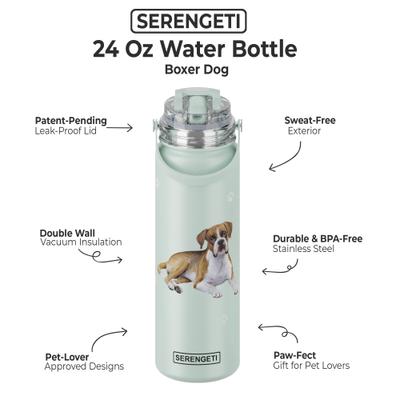 Show full view: E&S PETS Boxer Stainless Steel Water Bottle, 24-oz, Teal slide 2 of 5
