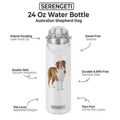 Show full view: E&S PETS Australian Shepherd Stainless Steel Water Bottle, 24-oz, Cream slide 2 of 5