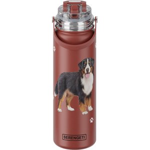E&S PETS Bernese Mt. Dog Stainless Steel Water Bottle, 24-oz, Red