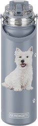 E&S PETS Westie Stainless Steel Water Bottle, 24-oz, Light Blue
