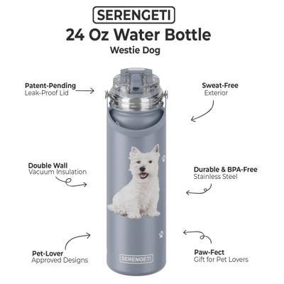 Show full view: E&S PETS Westie Stainless Steel Water Bottle, 24-oz, Light Blue slide 2 of 5