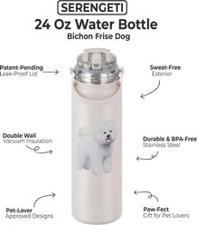 E&S PETS Bichon Frise Stainless Steel Water Bottle, 24-oz, Pink slide 2 of 4
