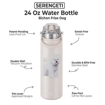Show full view: E&S PETS Bichon Frise Stainless Steel Water Bottle, 24-oz, Pink slide 2 of 5