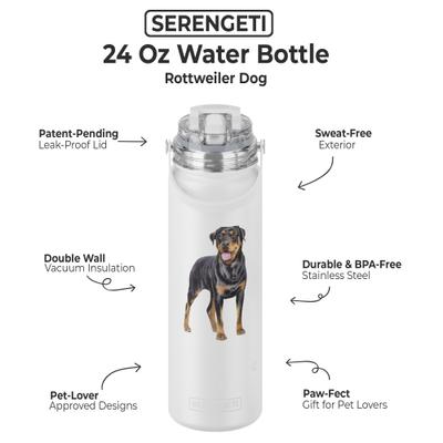Show full view: E&S PETS Rottweiler Stainless Steel Water Bottle, 24-oz, Cream slide 2 of 5