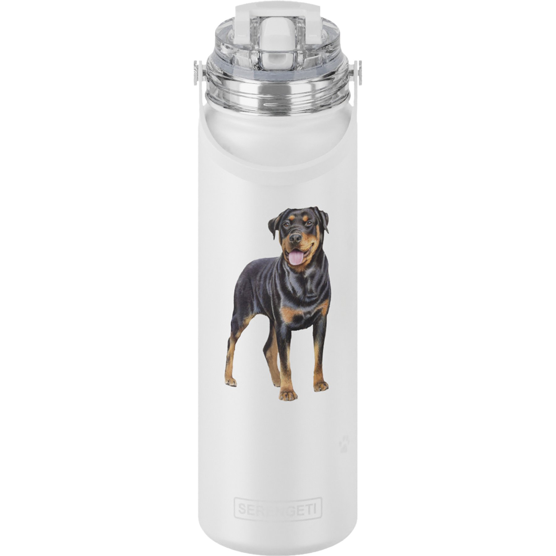 E&S PETS Rottweiler Stainless Steel Water Bottle, 24-oz, Cream