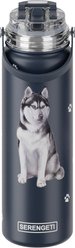 E&S PETS Siberian Husky Stainless Steel Water Bottle, 24-oz, Blue