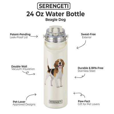 Show full view: E&S PETS Beagle Stainless Steel Water Bottle, 24-oz, Cream slide 2 of 5
