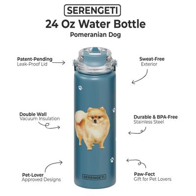 Show full view: E&S PETS Pomeranian Stainless Steel Water Bottle, 24-oz, Teal slide 2 of 5