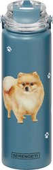 E&S PETS Pomeranian Stainless Steel Water Bottle, 24-oz, Teal