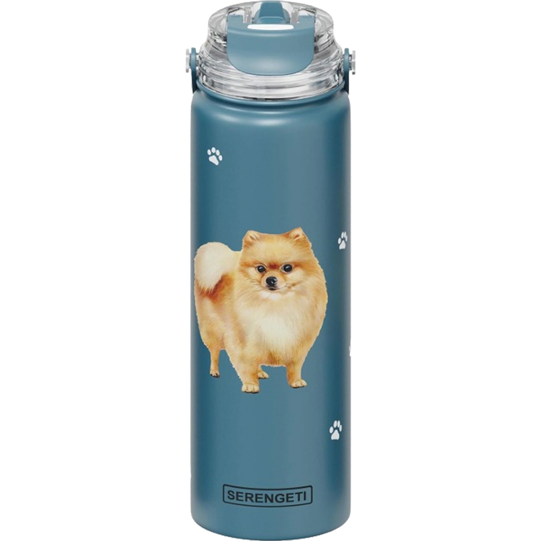 E&S PETS Pomeranian Stainless Steel Water Bottle, 24-oz, Teal