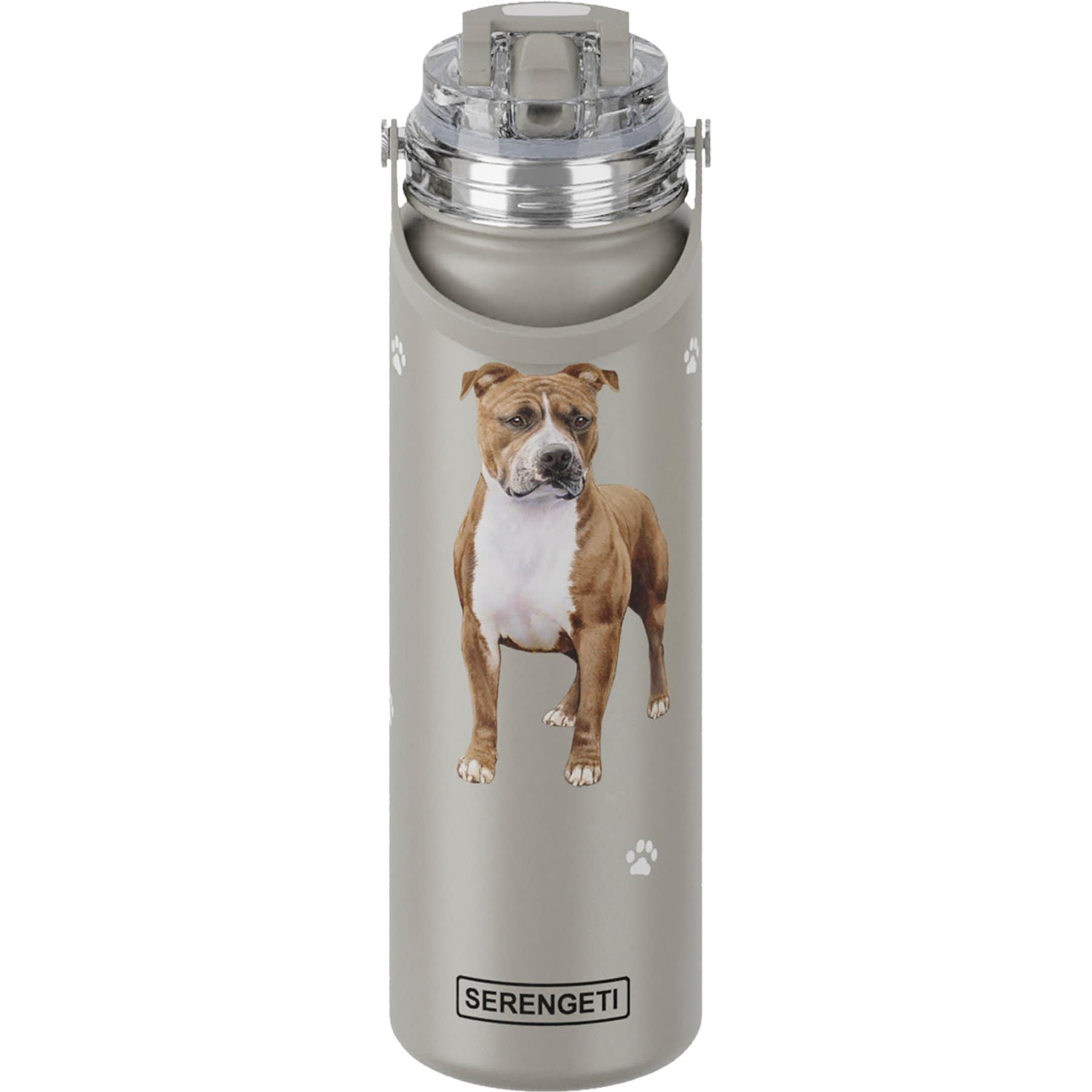 E&S PETS Pit Bull Stainless Steel Water Bottle, 24-oz, Gray