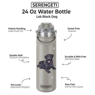 Show full view: E&S PETS Black Lab Stainless Steel Water Bottle, 24-oz, Gray slide 2 of 5