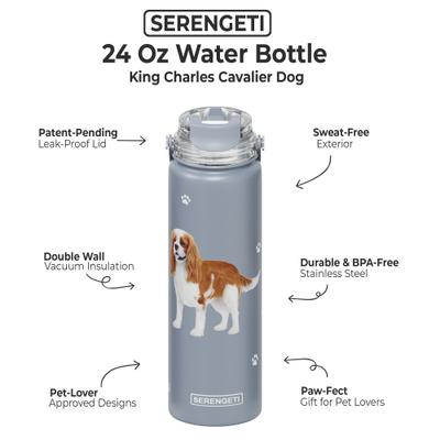 Show full view: E&S PETS King Charles Cavalier Stainless Steel Water Bottle, 24-oz, Light Blue slide 2 of 5