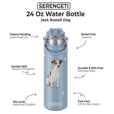Show full view: E&S PETS Jack Russell Terrier Stainless Steel Water Bottle, 24-oz, Light Blue slide 2 of 5