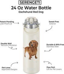 E&S PETS Dachshund Stainless Steel Water Bottle, 24-oz, Cream slide 2 of 4