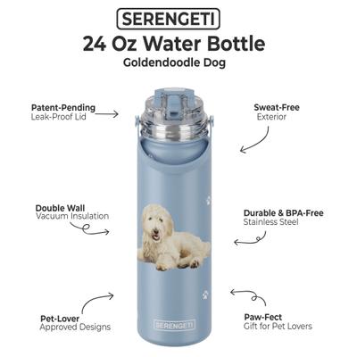 Show full view: E&S PETS Goldendoodle Stainless Steel Water Bottle, 24-oz, Light Blue slide 2 of 5