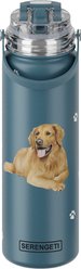 E&S PETS Golden Retriever Stainless Steel Water Bottle, 24-oz, Turquoise