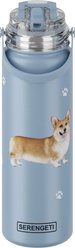 E&S PETS Welsh Corgie Stainless Steel Water Bottle, 24-oz, Light Blue