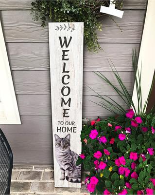 Show full view: E&S PETS Silver Tabby Wooden Welcome Sign slide 4 of 6