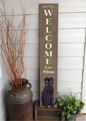 Show full view: E&S PETS Black Cat Wooden Welcome Sign slide 5 of 6