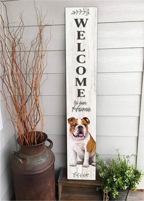 Show full view: E&S PETS Bulldog Wooden Welcome Sign slide 5 of 6