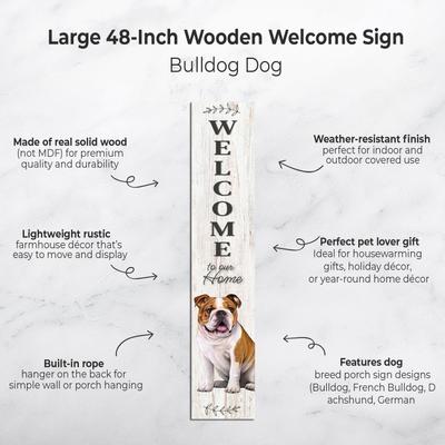 Show full view: E&S PETS Bulldog Wooden Welcome Sign slide 2 of 6