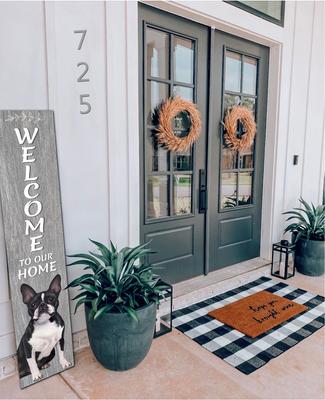 Show full view: E&S PETS Boston Terrier Wooden Welcome Sign slide 3 of 6