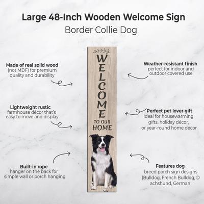 Show full view: E&S PETS Border Collie Wooden Welcome Sign slide 2 of 6