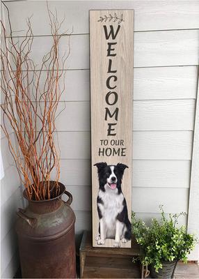 Show full view: E&S PETS Border Collie Wooden Welcome Sign slide 5 of 6