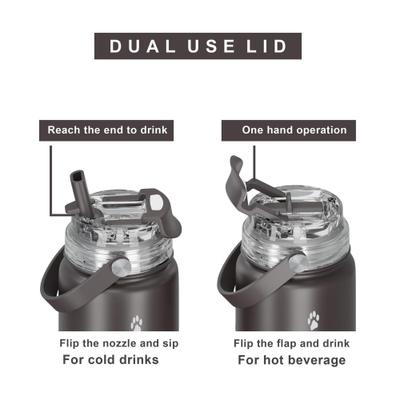 Show full view: E&S PETS Black Cat Stainless Steel Water Bottle, 24-oz, Cream slide 3 of 5