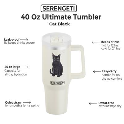 Show full view: E&S PETS Black Cat Stainless Steel Tumbler, 40-oz, Ivory slide 2 of 6