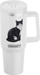 E&S PETS Black & White Cat Stainless Steel Tumbler, 40-oz, White