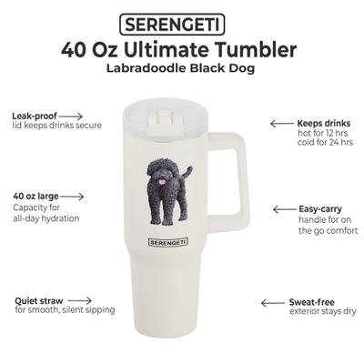 Show full view: E&S PETS Labradoodle Stainless Steel Tumbler, 40-oz, Ivory slide 2 of 6