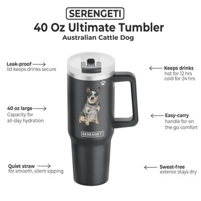 Show full view: E&S PETS Australian Cattle Dog Stainless Steel Tumbler, 40-oz, Gray slide 2 of 6