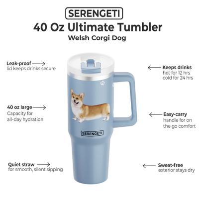 Show full view: E&S PETS Welsh Corgi Stainless Steel Tumbler, 40-oz, Steel slide 2 of 6