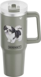 E&S PETS Black Shih Tzu Stainless Steel Tumbler, 40-oz, Green