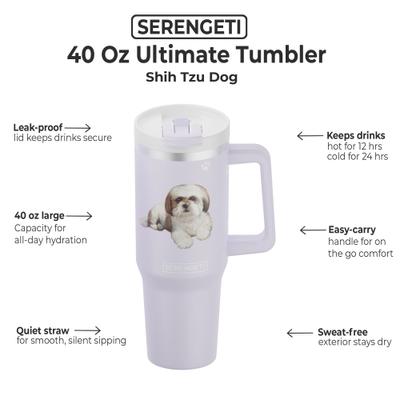 Show full view: E&S PETS Tan Shih Tzu Stainless Steel Tumbler, 40-oz, Purple slide 2 of 6