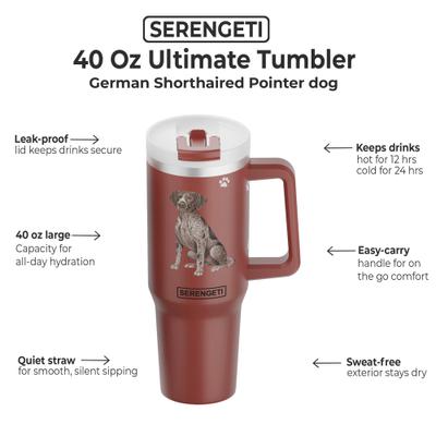 Show full view: E&S PETS German Shorthaired Pointer Stainless Steel Tumbler, 40-oz, Red slide 2 of 6