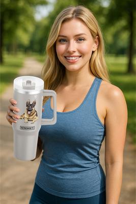 Show full view: E&S PETS German Shepherd Stainless Steel Tumbler, 40-oz, Gray slide 3 of 6